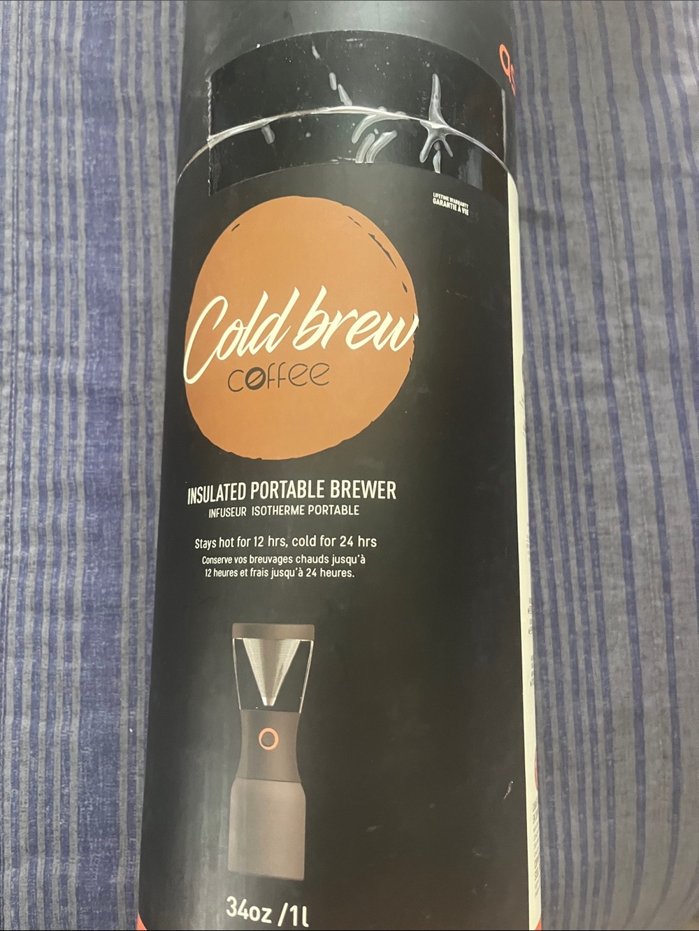 Asobu Insulated Cold Brew Coffee Maker - Black with Orange Logo